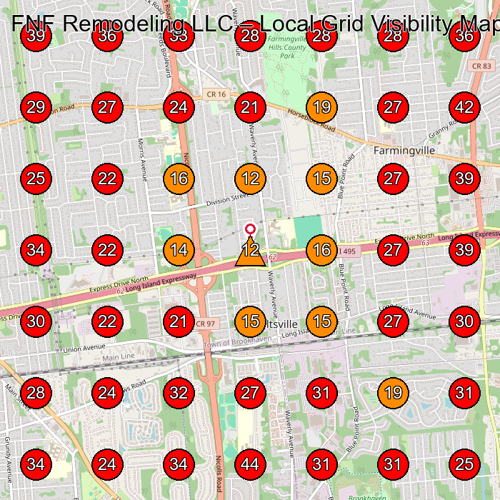 FNF Remodeling LLC GeoGrid visibility map for Construction Company in None